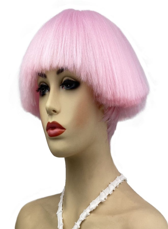 ايمول شعر مستعار قصير مستقيم من ألياف صناعية من Aimole، لون وردي، بتصميم رأس يشبه الفطر، شعر مستعار بتسريحة بوب (2317 وردي) - Image 2