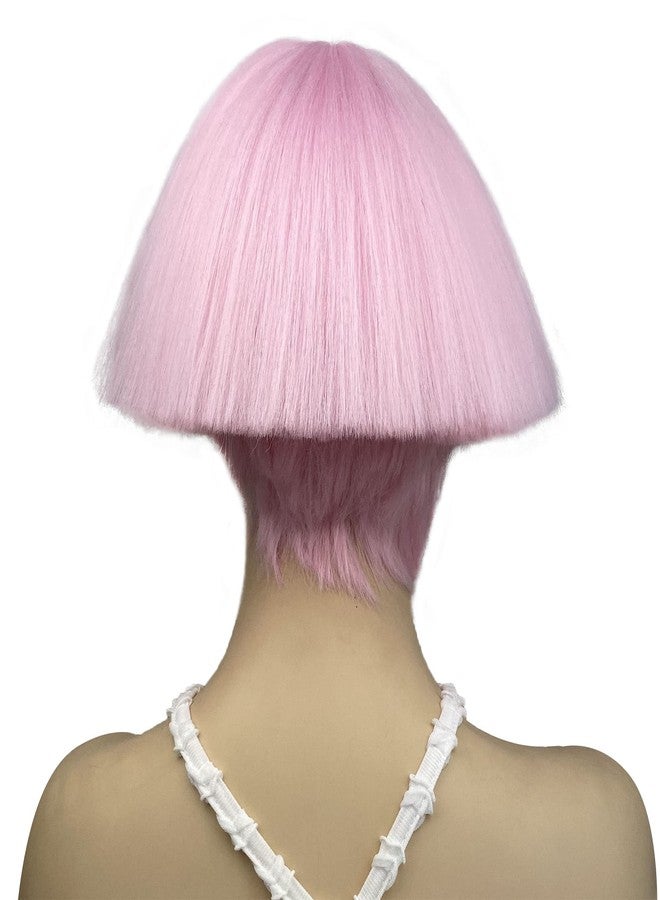 ايمول شعر مستعار قصير مستقيم من ألياف صناعية من Aimole، لون وردي، بتصميم رأس يشبه الفطر، شعر مستعار بتسريحة بوب (2317 وردي) - Image 4