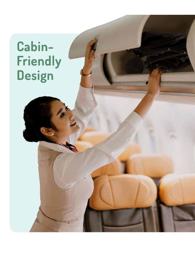 Bonfino عربة أطفال بونفينو فيذر لايت كابينة، قابلة للطي ثلاثي، قماش كتان، مظلة قابلة للتعديل - أسود - Image 2