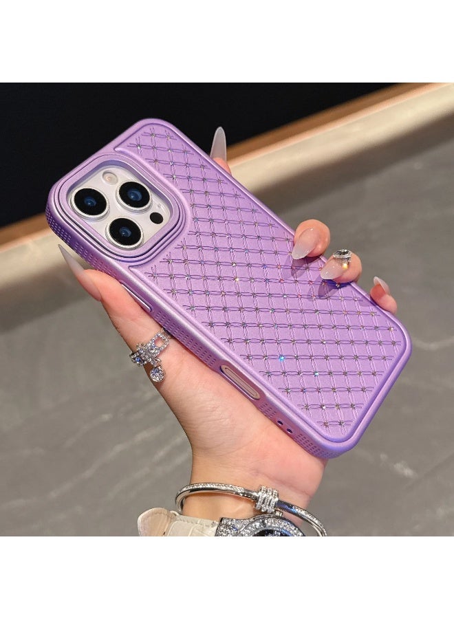 Luxury Purple Glitter Case for iPhone 16 Pro Max – Diamond Grid Design, Shockproof Elegant Protection - Image 1