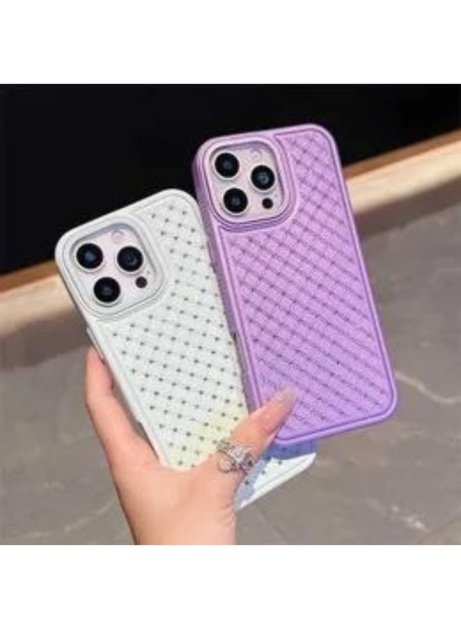 Luxury Purple Glitter Case for iPhone 16 Pro Max – Diamond Grid Design, Shockproof Elegant Protection - Image 2