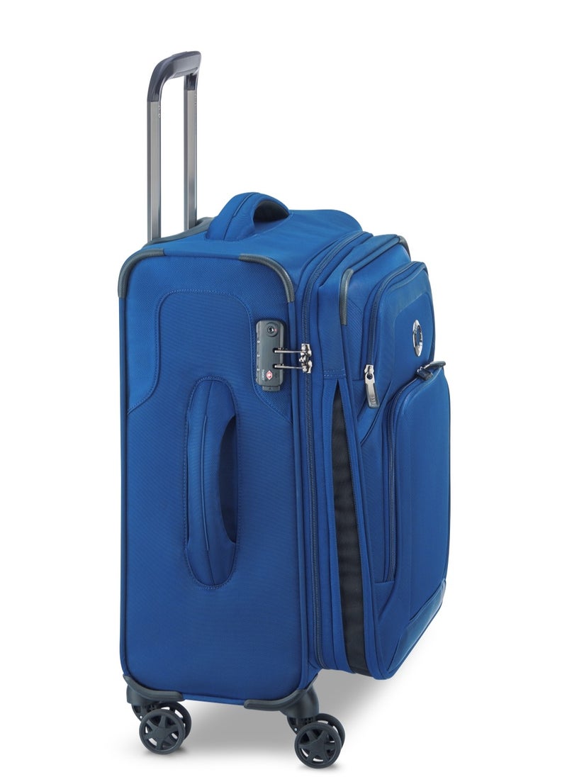 DELSEY Paris Optimax Lite 55cm Softcase 4 Double Wheel Expandable Cabin Luggage Trolley Blue  - Image 4