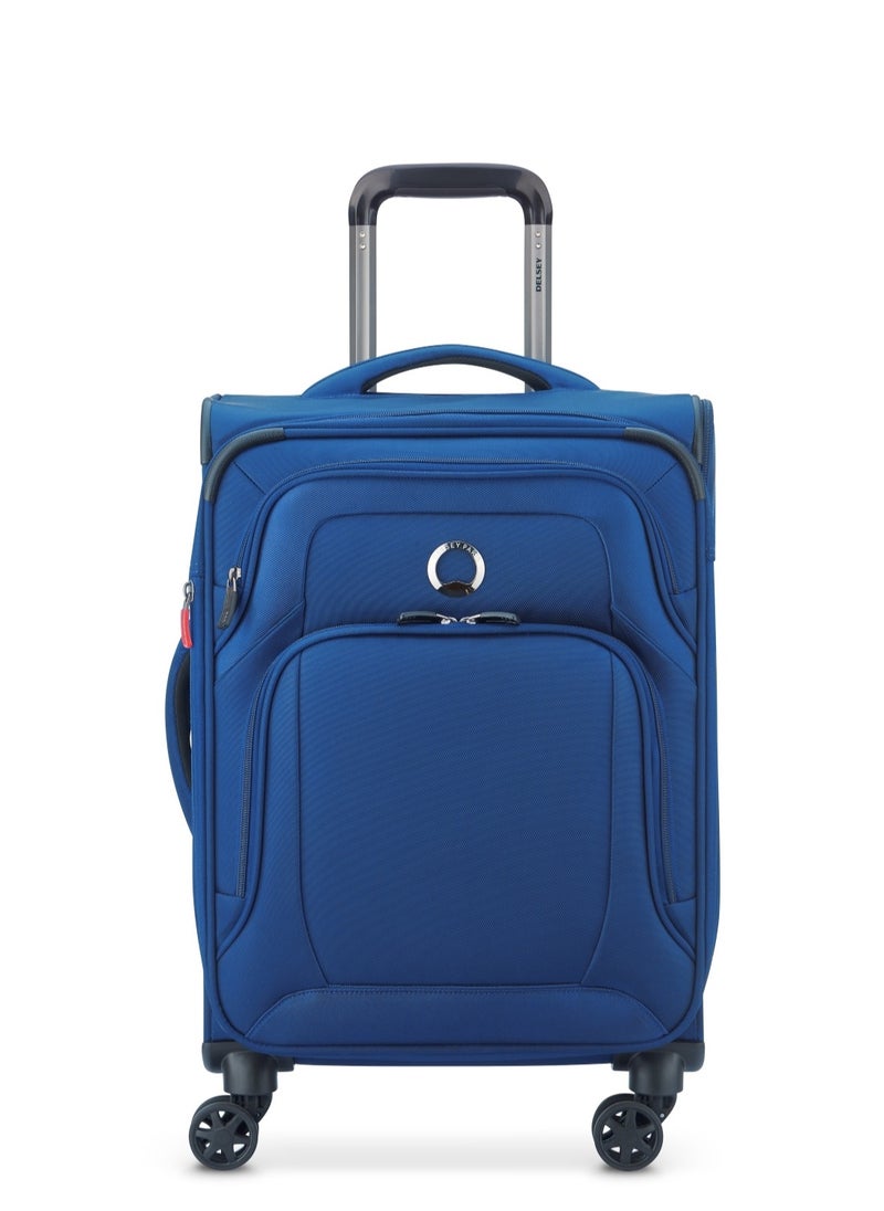 DELSEY Paris Optimax Lite 55cm Softcase 4 Double Wheel Expandable Cabin Luggage Trolley Blue  - Image 1