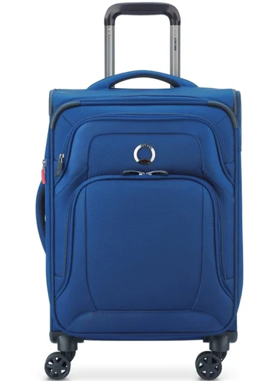 DELSEY Paris Optimax Lite 55 Cm Softcase 4 Double Wheel Expandable Cabin Luggage Trolley - Blue
