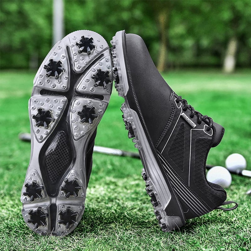 ULTIANT Men's Golf Shoes Fixed Nailless Sole Waterproof Lightweight No-Slip Walking Shoes Size7.5-14(Black,46) - Image 3