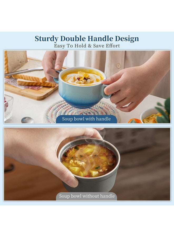 LOVECASA Multi-Color 12 OZ Soup Bowls with Handles, Ceramic Small French Onion Soup Bowls, Mini Soup Mugs Serving Bowls for Kitchen, Microwave & Dishwasher Safe,Set of 6 - Image 5