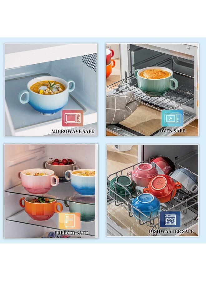 LOVECASA Multi-Color 12 OZ Soup Bowls with Handles, Ceramic Small French Onion Soup Bowls, Mini Soup Mugs Serving Bowls for Kitchen, Microwave & Dishwasher Safe,Set of 6 - Image 4