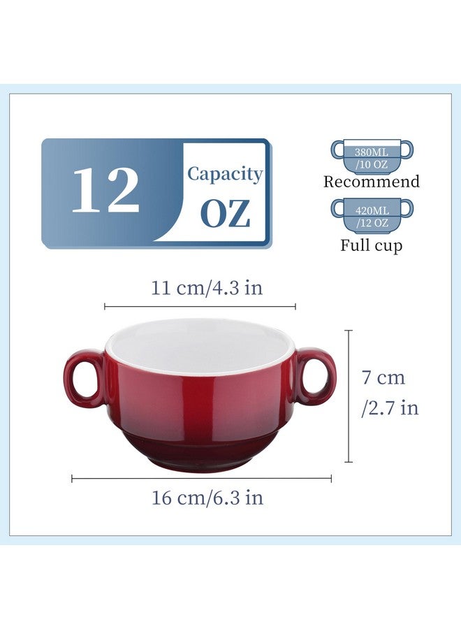 LOVECASA Multi-Color 12 OZ Soup Bowls with Handles, Ceramic Small French Onion Soup Bowls, Mini Soup Mugs Serving Bowls for Kitchen, Microwave & Dishwasher Safe,Set of 6 - Image 3