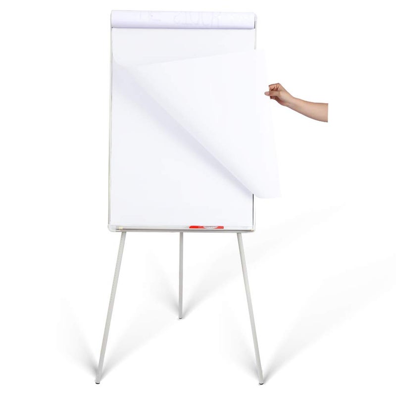 DexBoard 36 x 24 Magnetic Board Dry Erase Easel with Adjustable Tripod Stand Portable White Board Easel for Office Classroom Presentations Includes 25 Flip Chart Paper Magnets Eraser