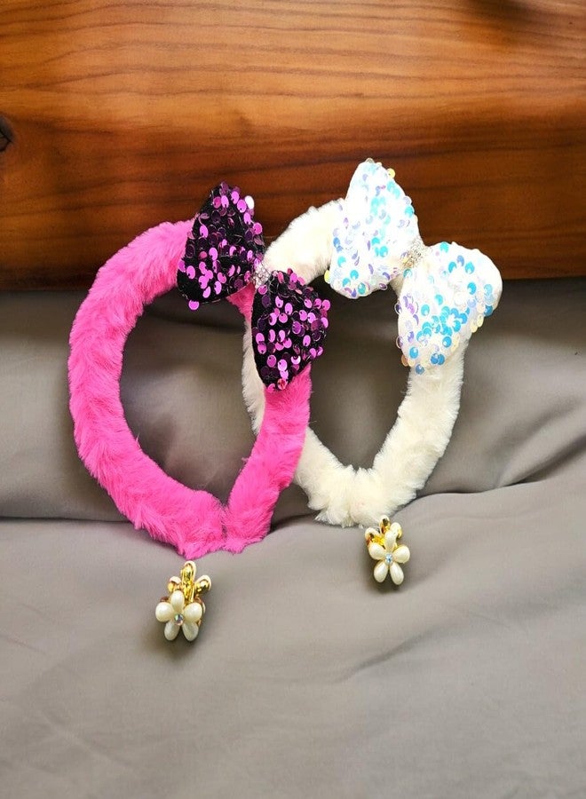 G.FIDEL New Desgin Hair Band with 1pcs Hair Clip for Women/Girl | Skinny Hair Band Pack for Baby Girl | Color Sparkle Hair Band Stylish Hair Accessories | Girls For Hair Band (Pack Of 2,Multicolor) - Image 2