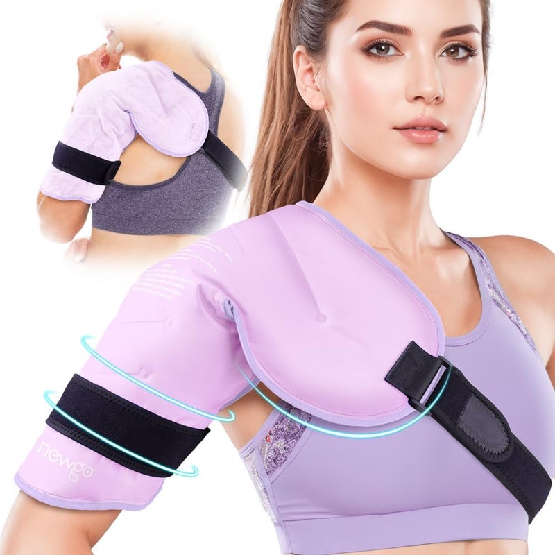 NEWGO XL Shoulder Ice Pack Wrap Reusable Gel Ice Pack for Shoulder Injuries & Pain Relief, Bursitis, Tendonitis, Swelling - Purple