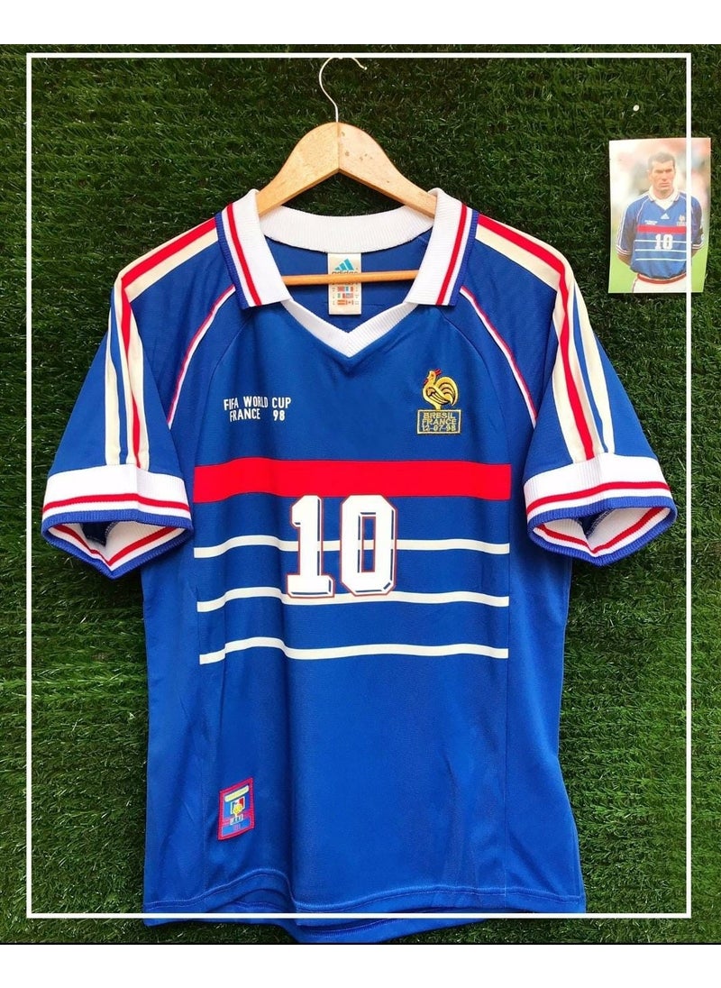 BySportakus - France National Team 98 World Cup Zinedine Zidane Nostalgia Jersey - Image 1