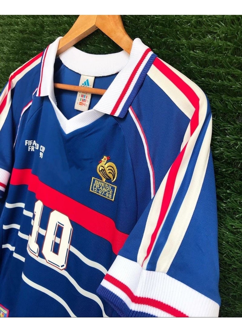 BySportakus - France National Team 98 World Cup Zinedine Zidane Nostalgia Jersey - Image 1