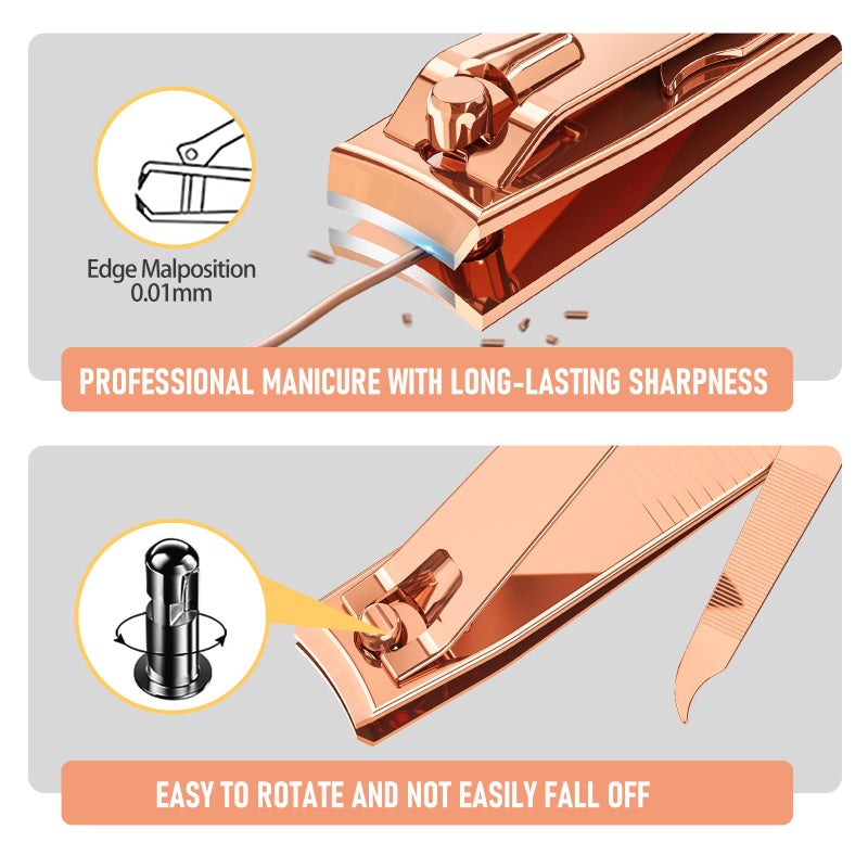 firiKer Nail Clipper Set, Sturdy Stainless Steel Fingernails & Toenails Clippers & Nail File, Sharp Effortless Fingernail Toenail Trimmer, Portable Nail Cutter for Women Menï¼ˆRose Goldï¼‰ - Image 5