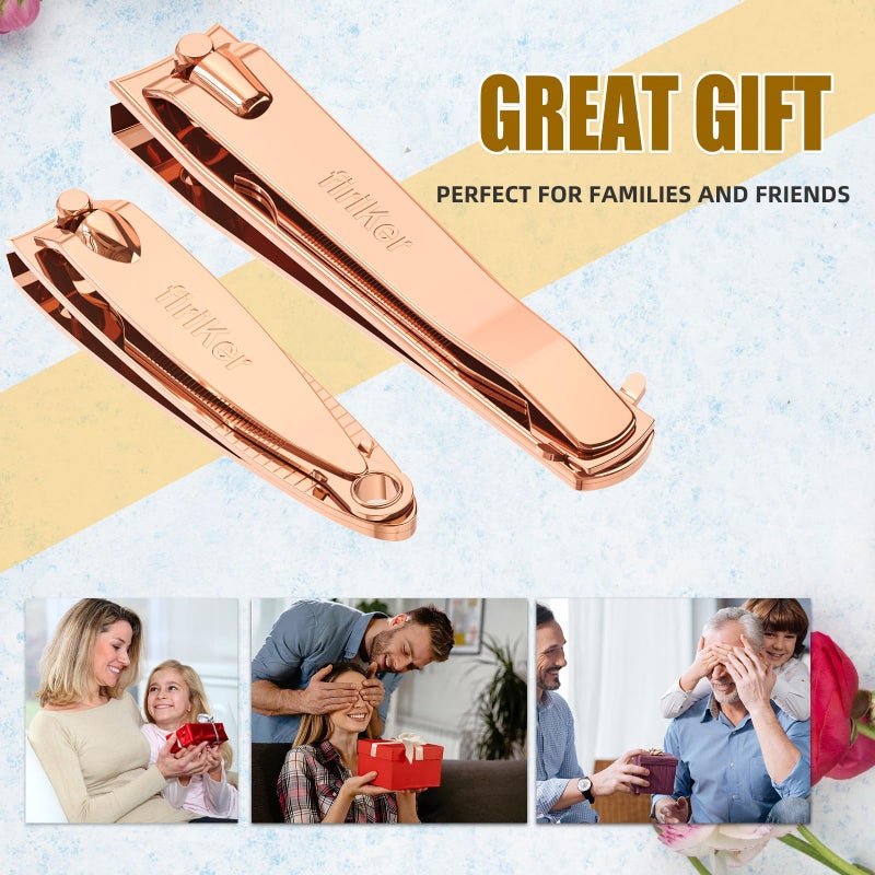 firiKer Nail Clipper Set, Sturdy Stainless Steel Fingernails & Toenails Clippers & Nail File, Sharp Effortless Fingernail Toenail Trimmer, Portable Nail Cutter for Women Menï¼ˆRose Goldï¼‰ - Image 4