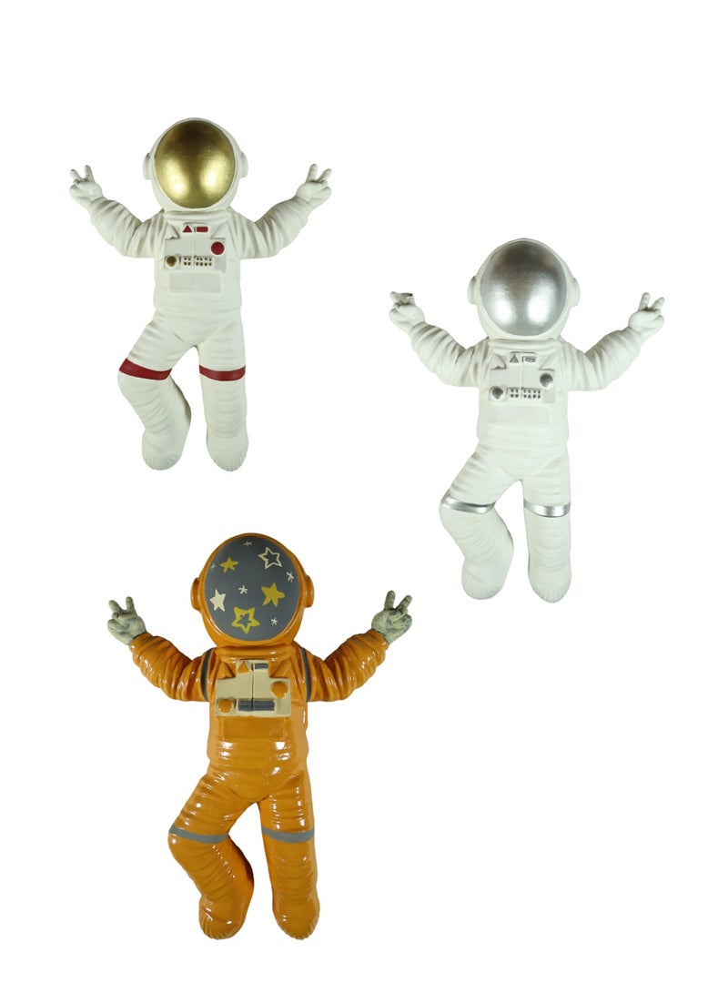 Astronaut Sculpture Set of 3, Premium Resin Figurines, 34 cm, Modern Space Theme Decor for Kids' Rooms, Offices and Nurseries - Image 1