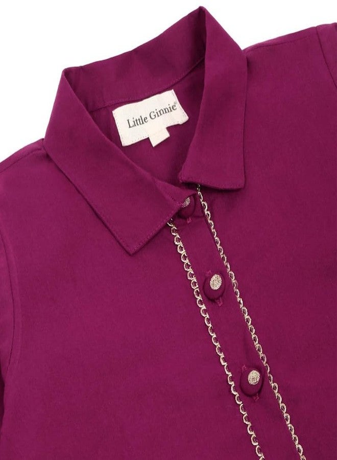 LITTLE GINNIE Cotton Salwar Suit Set for Baby Girls 3-4 Years - Wine Ethnic Wear Dress, Traditional Kurta Set for Kids - Image 2