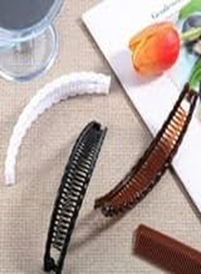 Junfamilee 6Pcs Brown, White, Black Banana Clips Hair Clincher Combs，Ponytails, Fishtails, Ponytail Holders Bananas Vintage Large Hair Clip for Thick Banana Clips Set for Women Stylish Hair Accessories - Image 5