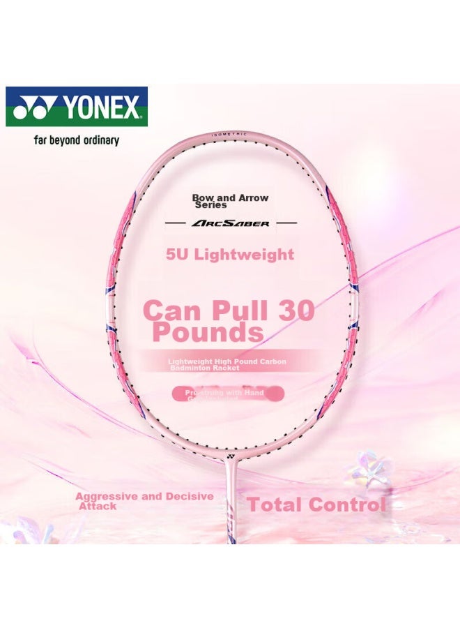 Yonex Yonex Badminton Racket, Full Carbon, Precise Ball Control, High-power Bow Arrow, Arc8, Cherry Blossom Pink, Strung At 24 Pounds, Hand Grip Included  - Image 1