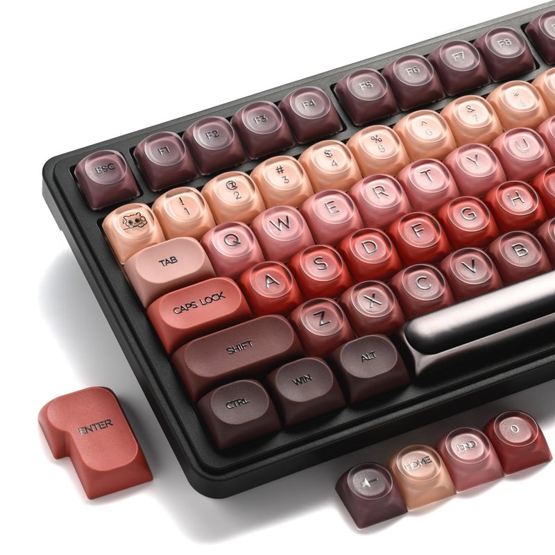 OHY PBT Keycaps, XVX Berry Kiss Theme Red Jelly HOA Profile Key Cap, 132-Key Cute Custom Keycaps (for Mechanical Keyboards with Cherry/Gateron MX Switches)-Lipstick - Image 1
