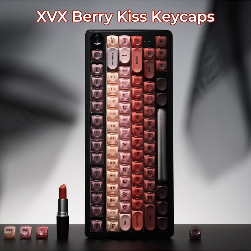 OHY PBT Keycaps, XVX Berry Kiss Theme Red Jelly HOA Profile Key Cap, 132-Key Cute Custom Keycaps (for Mechanical Keyboards with Cherry/Gateron MX Switches)-Lipstick - Image 2