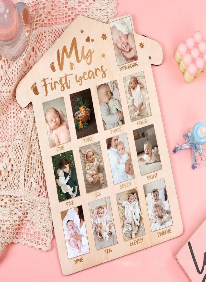 Febvao 12 Monthly Picture Frame,One Year Birthday Wooden Photo Board, My First Year Milestone Photo Board Baby First year Wood Sign (Arches) - Image 3