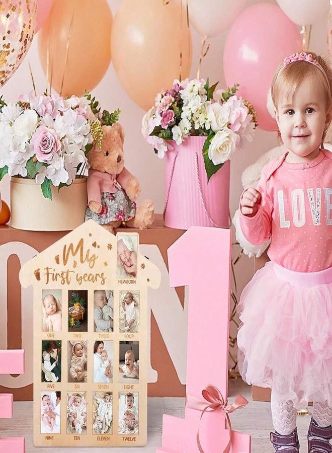 Febvao 12 Monthly Picture Frame,One Year Birthday Wooden Photo Board, My First Year Milestone Photo Board Baby First year Wood Sign (Arches) - Image 4