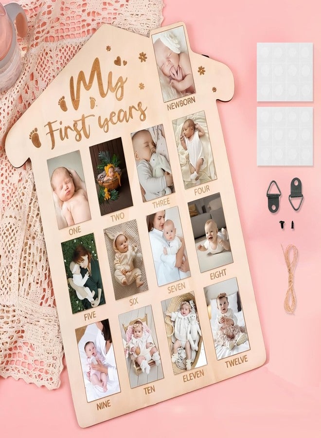 Febvao 12 Monthly Picture Frame,One Year Birthday Wooden Photo Board, My First Year Milestone Photo Board Baby First year Wood Sign (Arches) - Image 1