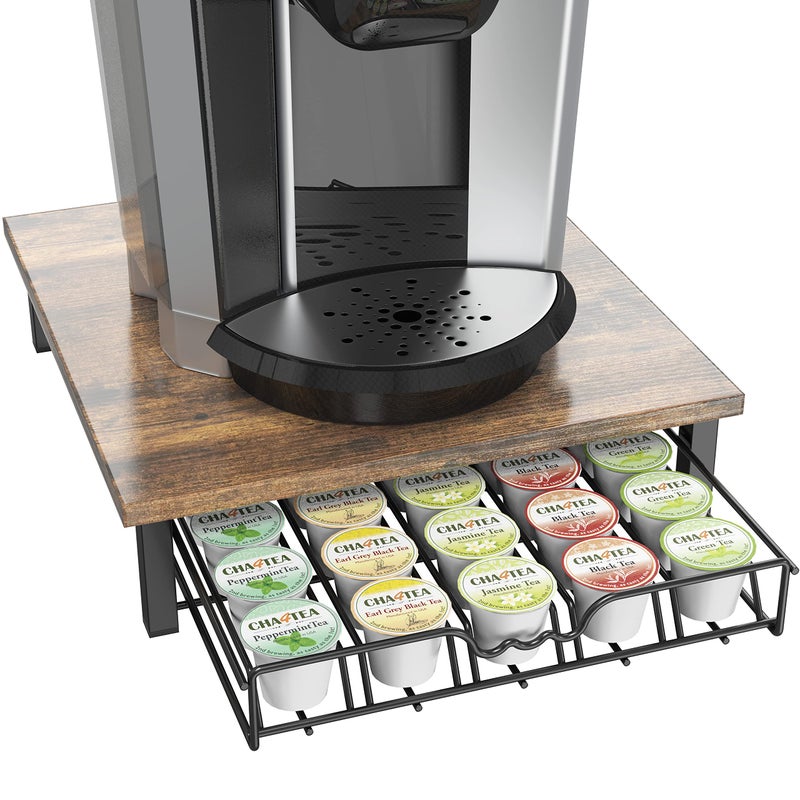 Deco Brothers DecoBrothers K-Cup Holder Drawer for 30 Coffee Pods Storage, Rustic Brown - Image 1