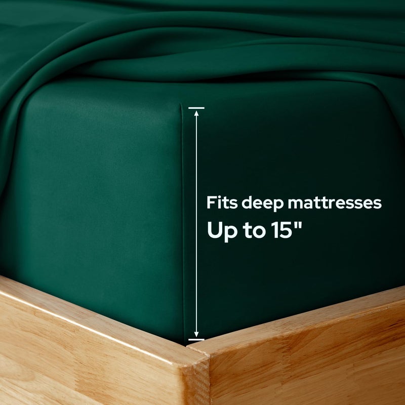 HOMEIDEAS Full Size Bed Sheets - 6 Piece Set (Dark Green) - Extra Soft Brushed Microfiber 1800 Bedding Sheets  Deep Pocket  Wrinkle & Fade Free - Image 3