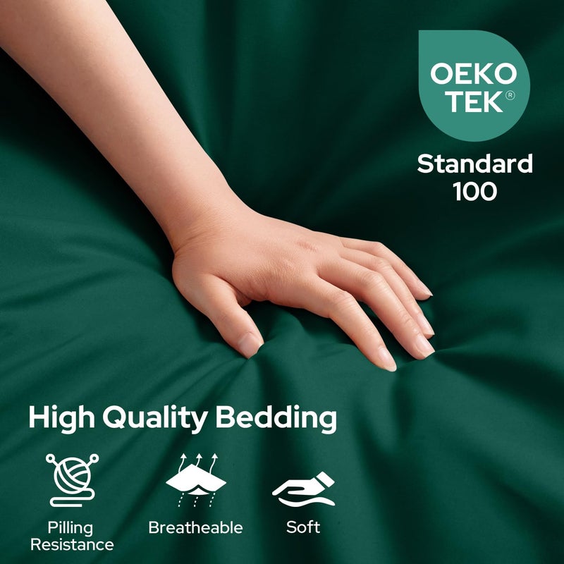 HOMEIDEAS Full Size Bed Sheets - 6 Piece Set (Dark Green) - Extra Soft Brushed Microfiber 1800 Bedding Sheets  Deep Pocket  Wrinkle & Fade Free - Image 2