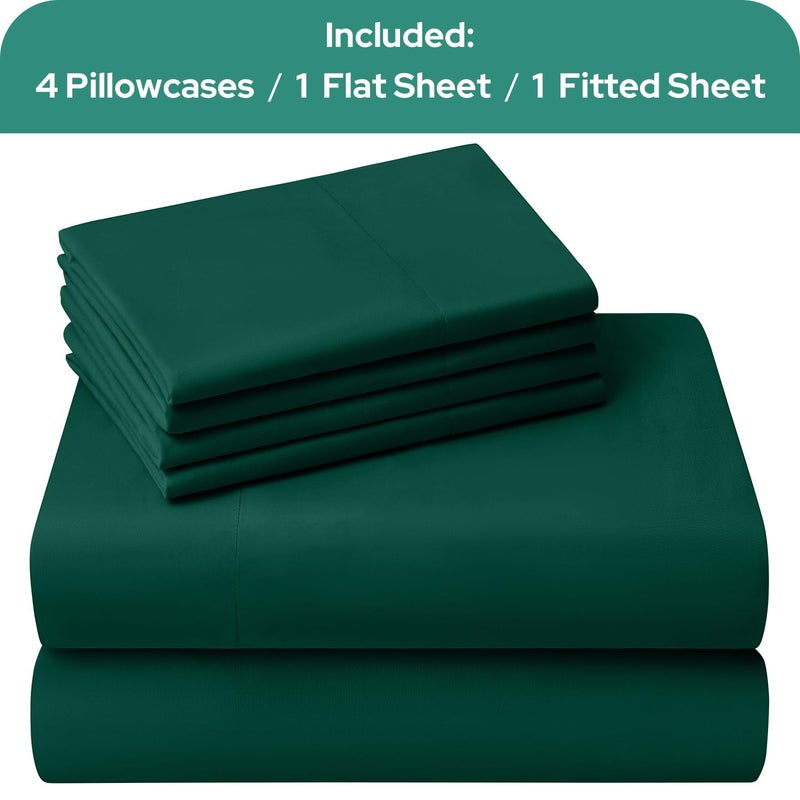 HOMEIDEAS Full Size Bed Sheets - 6 Piece Set (Dark Green) - Extra Soft Brushed Microfiber 1800 Bedding Sheets  Deep Pocket  Wrinkle & Fade Free - Image 4