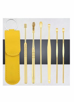 KASTWAVE 6 Pcs Gold Spiral Design Earwax Removal Tools Earwax Removal Kit Ear Cleaning Kit with Storage Bag  - Image 1