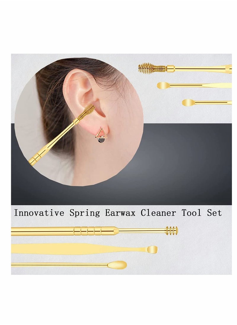 KASTWAVE 6 Pcs Gold Spiral Design Earwax Removal Tools Earwax Removal Kit Ear Cleaning Kit with Storage Bag  - Image 4