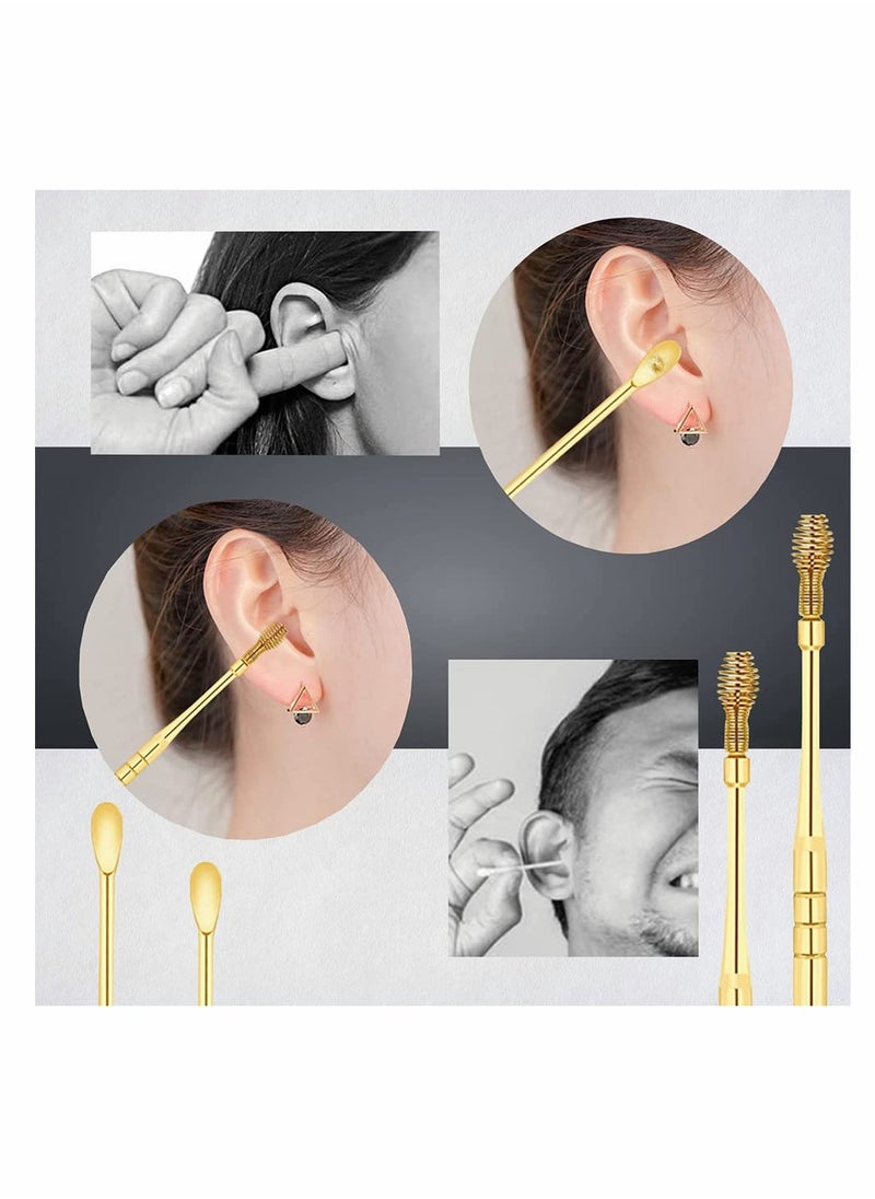 KASTWAVE 6 Pcs Gold Spiral Design Earwax Removal Tools Earwax Removal Kit Ear Cleaning Kit with Storage Bag  - Image 2