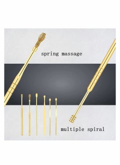 KASTWAVE 6 Pcs Gold Spiral Design Earwax Removal Tools Earwax Removal Kit Ear Cleaning Kit with Storage Bag  - Image 3