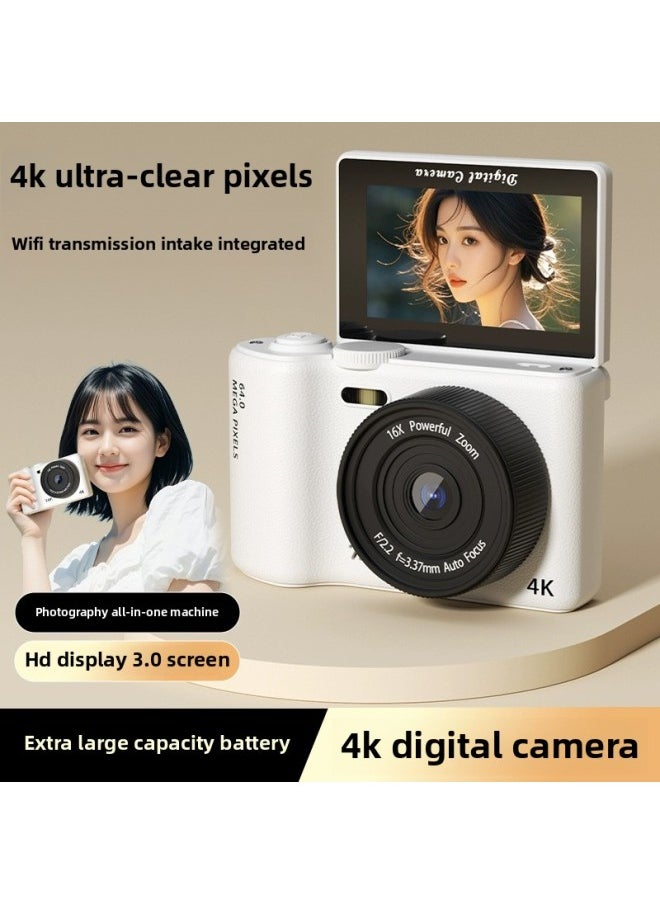 Generic Ccd Camera Micro Single Ultra High Definition Digital Camera 3.0 Selfie Flip SLR Students Campus Travel-Body Color:White-64g  - Image 1