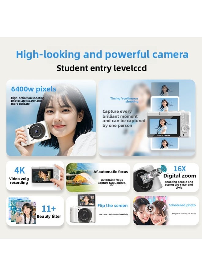 Generic Ccd Camera Micro Single Ultra High Definition Digital Camera 3.0 Selfie Flip SLR Students Campus Travel-Body Color:White-64g  - Image 3
