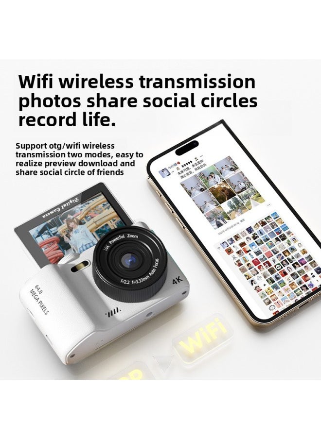 Generic Ccd Camera Micro Single Ultra High Definition Digital Camera 3.0 Selfie Flip SLR Students Campus Travel-Body Color:White-64g  - Image 2