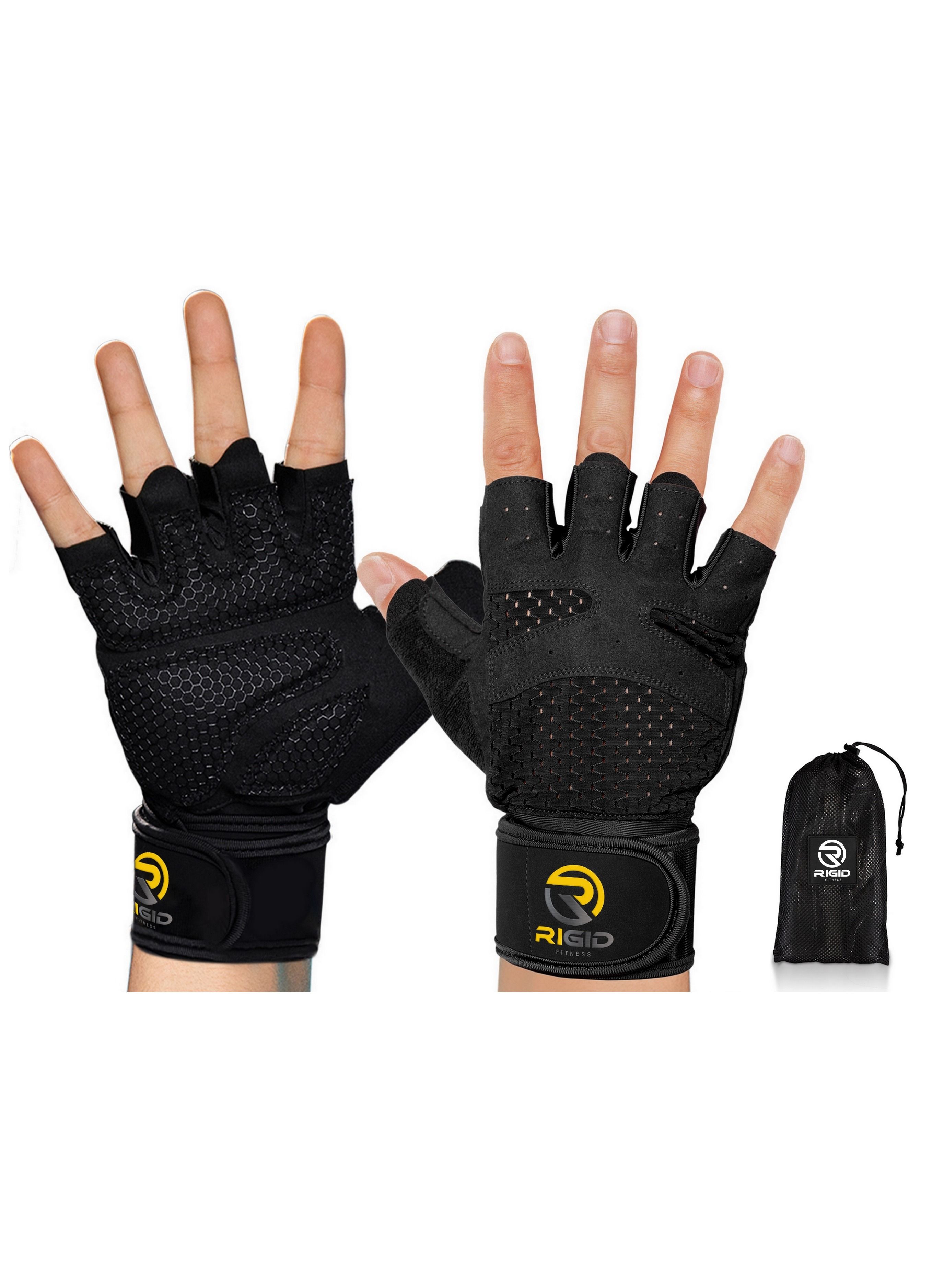 Gym Gloves Ventilated with Wrist Support Full Palm Gloves Protection for Fitness, Weightlifting, and Pull-Ups - Breathable Gloves for Men and Women - Standard Size 