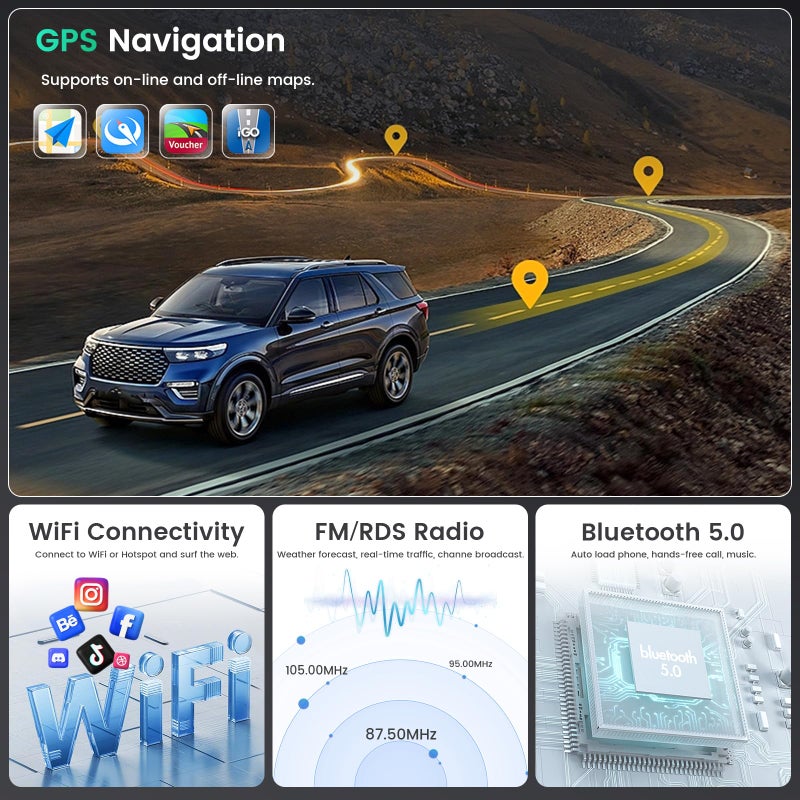 Hikity [8-Core 4+64G] for 2008-2012 Subaru Forester Impreza WRX Android 15 Car Stereo, Hikity 9" Touchscreen Radio Wireless Carplay Android Auto GPS/WiFi/Bluetooth/12080P FM/RDS/32EQ/DSP SWC Backup Cam - Image 4