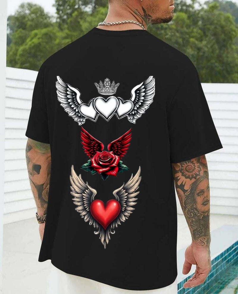 DIVIS Oversized Black Graphic T-Shirt for Men - Image 1