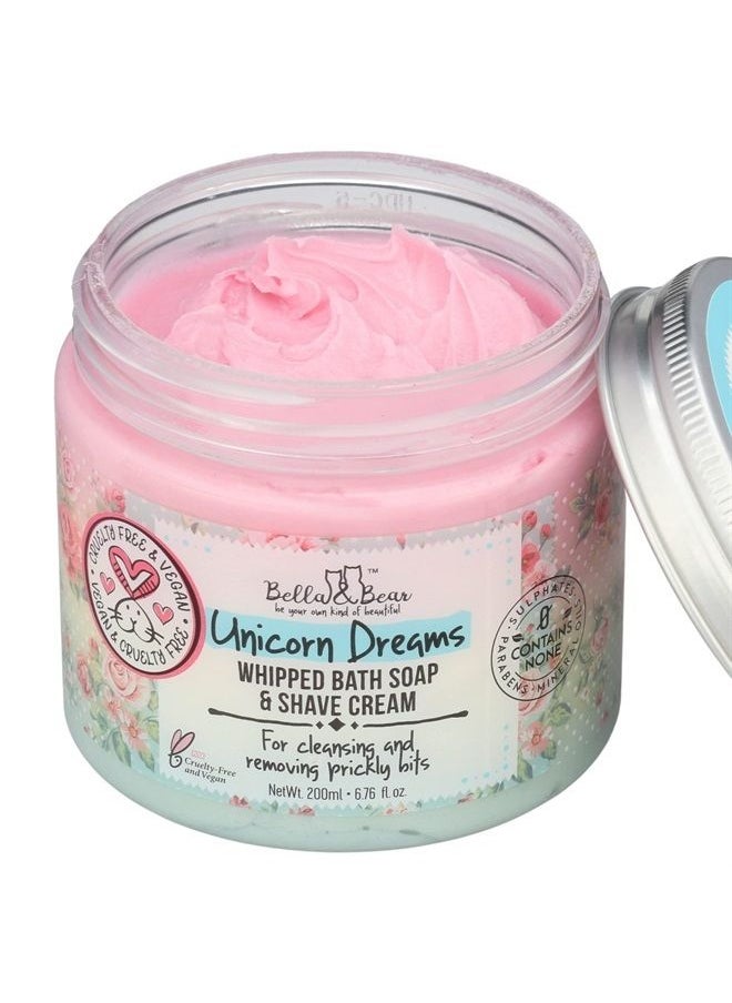 Bella and Bear - Bella & Bear Unicorn Dreams Whipped Bath Soap, SLS Free, Paraben Free, Cruelty-Free, Vegan Body Wash And Shave Cream, 6.7oz - Image 1