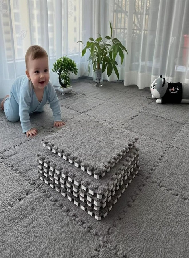 Nasmodo 10mm Kids mats for Floor Soft Plush Foam Babies Puzzle Interlocking Play mats for Crawling Playing Tile mat Carpet Rug for Infants and Toddlers (Grey, 20pcs) - Image 1