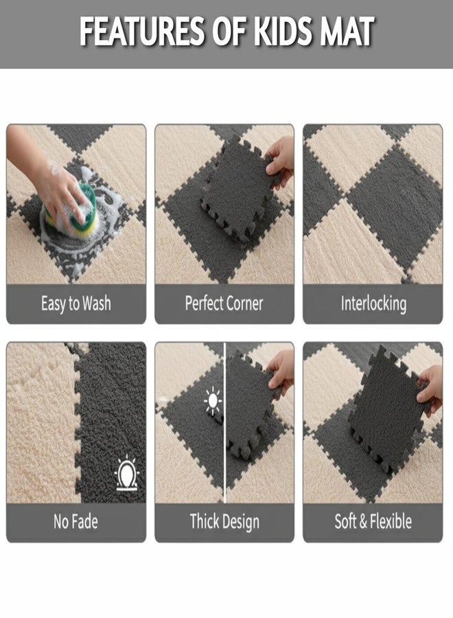Nasmodo 10mm Kids mats for Floor Soft Plush Foam Babies Puzzle Interlocking Play mats for Crawling Playing Tile mat Carpet Rug for Infants and Toddlers (Grey, 20pcs) - Image 3
