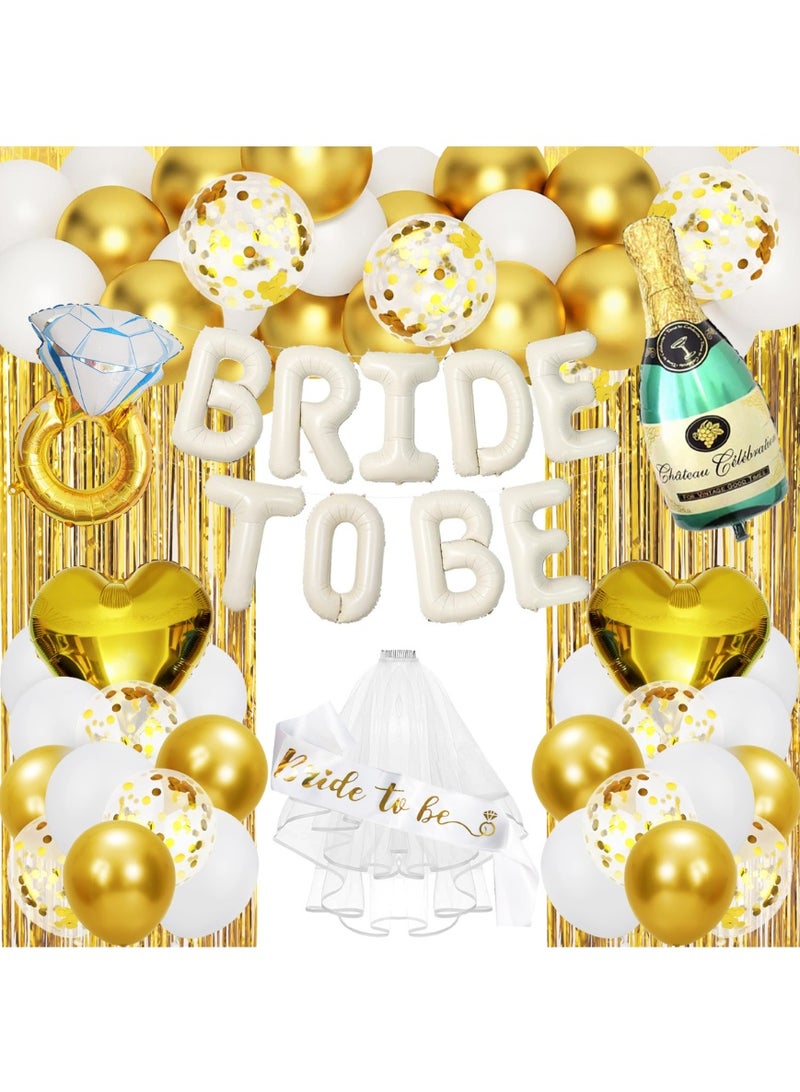 61 PCS Bride to Be Decoration Set, Bachelorette Party Balloons, Bridal Shower Decoration-Gold - Image 1