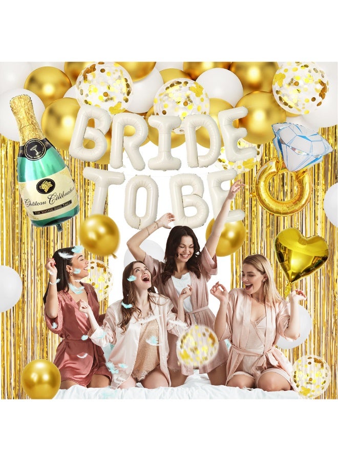 61 PCS Bride to Be Decoration Set, Bachelorette Party Balloons, Bridal Shower Decoration-Gold - Image 3