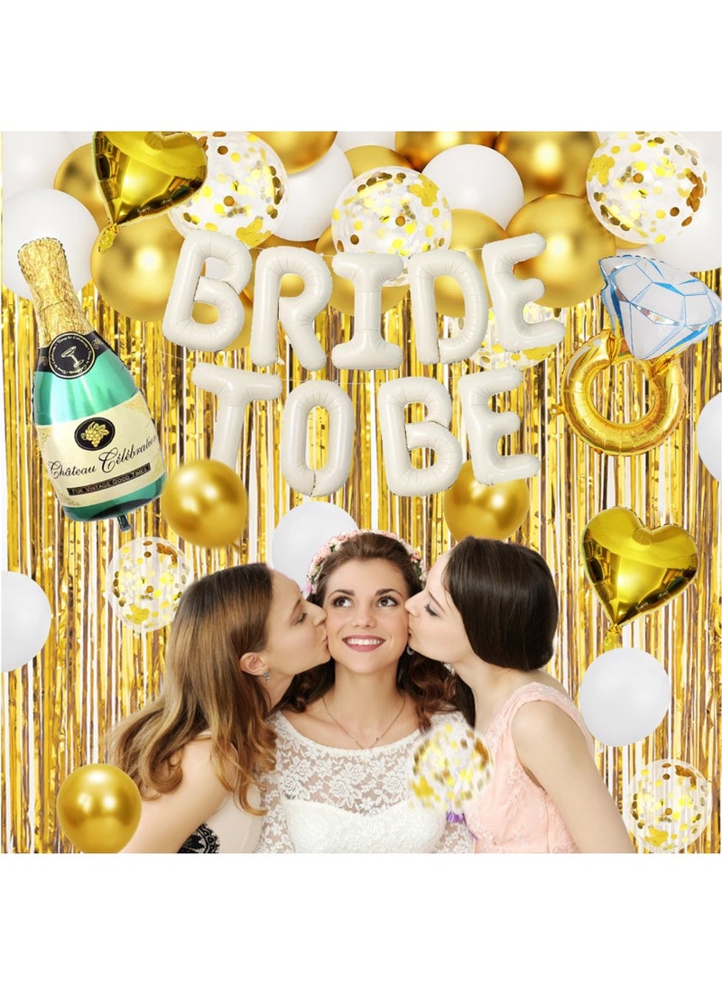 61 PCS Bride to Be Decoration Set, Bachelorette Party Balloons, Bridal Shower Decoration-Gold - Image 4