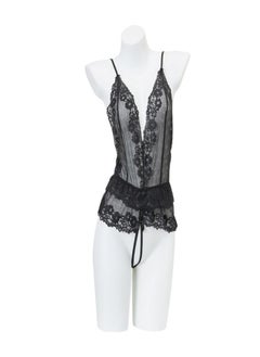 Ladies Soft Sling Nightdress Satin Hollow Lace Backless Romantic Pajamas With Panties