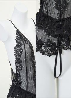 Ocean Ladies Soft Sling Nightdress Satin Hollow Lace Backless Romantic Pajamas With Panties  - Image 3